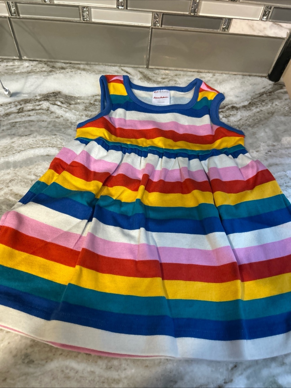 Hanna Andersson Printed Play Dress 18-24M Rainbow Sleeveless 100% Cotton New